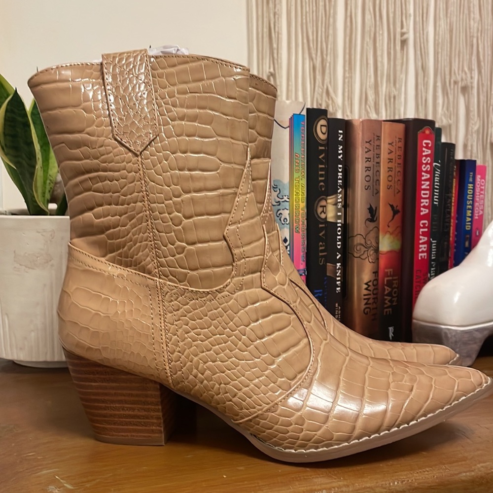 Faux Snake Skin Tan Boot